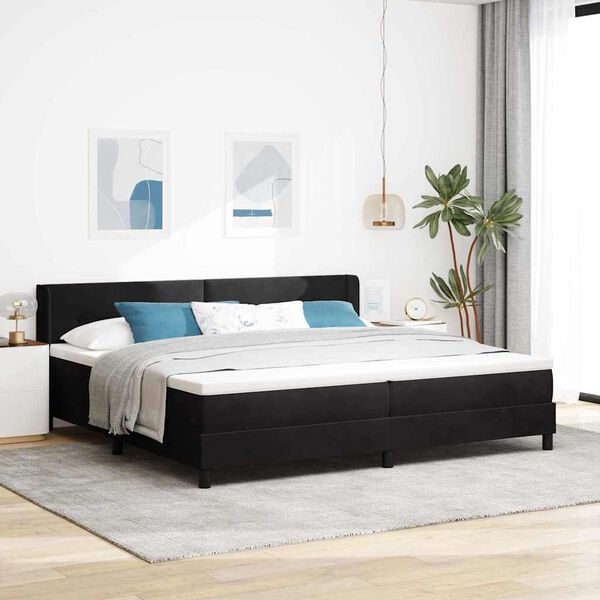 vidaXL Boxspringbed met matras Zwart 200 x 200 cm Fluweel