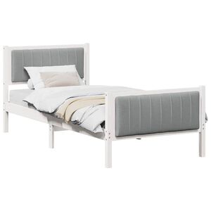 vidaXL Bedframe Wit en lichtgrijs 90 x 200 cm Massief grenenhout
