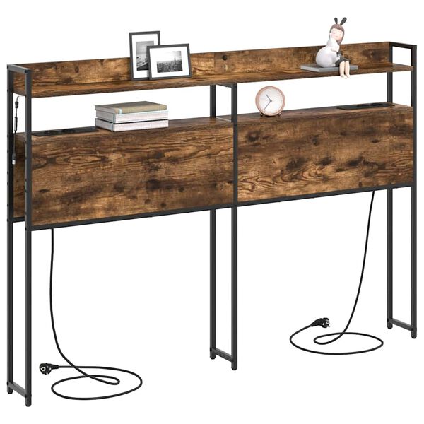 vidaXL Opslag hoofdbord Gerookt eiken 140,5 x 15 x 98 cm Bewerkt hout