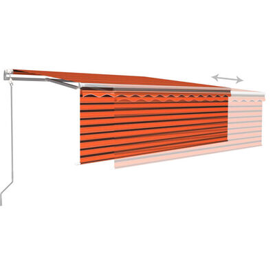 vidaXL Luifel met rolgordijn, LED en windsensor 4x3 m oranje en bruin