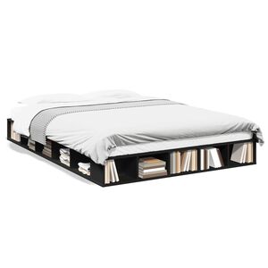 vidaXL Bedframe bewerkt hout zwart 160x200 cm