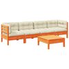 vidaXL 5-delige Loungeset met kussens massief grenenhout wasbruin