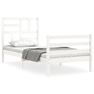 vidaXL Bedframe met hoofdbord massief hout wit 100x200 cm