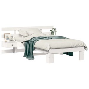 vidaXL Bedframe met hoofdeinde Wit 90 x 200 cm Massief grenenhout