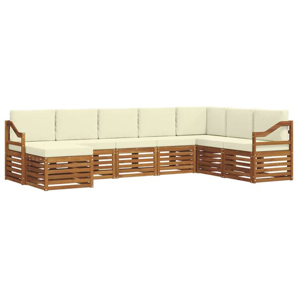 vidaXL Sofa-Sets 8 pcs Natuurlijk en Cr&egrave;me Massief Acaciahout