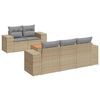 vidaXL 6-delige Loungeset met kussens poly rattan beige