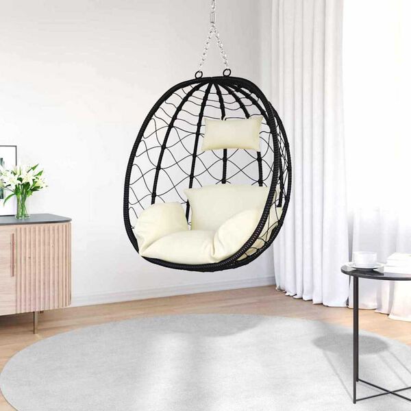 vidaXL Hangende ei-stoel Crèmewit 91.5 x 60 x 110 cm poly rattan