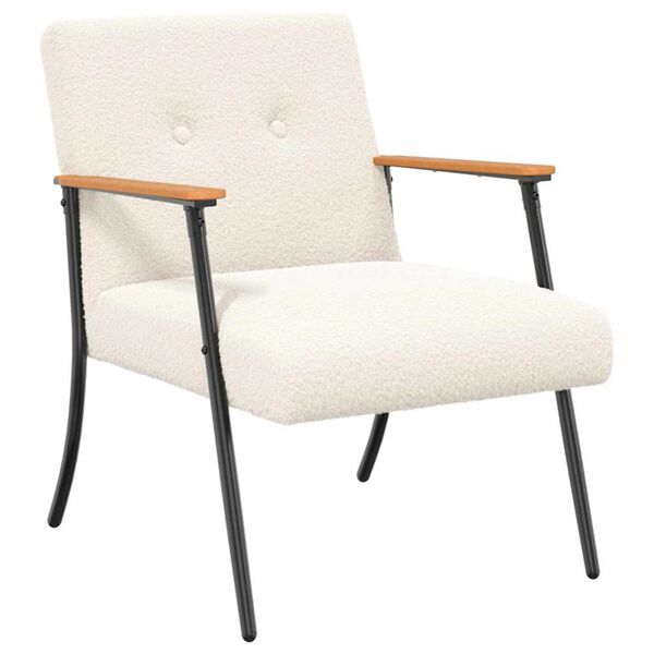 vidaXL Fauteuil Crème 59 x 75 x 78 cm Krullend Wol-achtig Stof