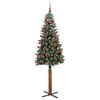 vidaXL Slanke Kerstboom Groen en Wit 180 cm PVC en massief dennenhout