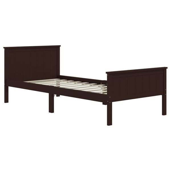 vidaXL Bedframe massief grenenhout donkerbruin 90x200 cm