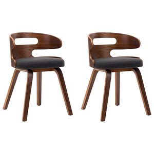 vidaXL Eetkamerstoelen 2 st gebogen hout en stof donkergrijs