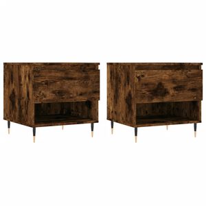 vidaXL Salontafels 2 st 50x46x50 cm bewerkt hout gerookt eikenkleurig