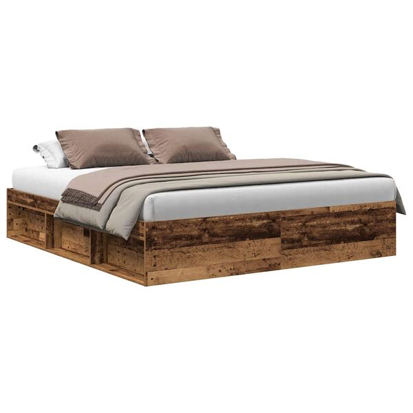 vidaXL Bedframe zonder matras 200x200 cm bewerkt hout oud hout