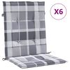 vidaXL Tuinstoelkussens 6 st 100x50x3 cm oxford stof ruitpatroon grijs