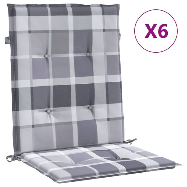 vidaXL Tuinstoelkussens 6 st 100x50x3 cm oxford stof ruitpatroon grijs