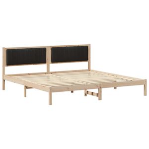 vidaXL Bedframe met hoofdeinde Zwart 200 x 200 cm Massief grenenhout