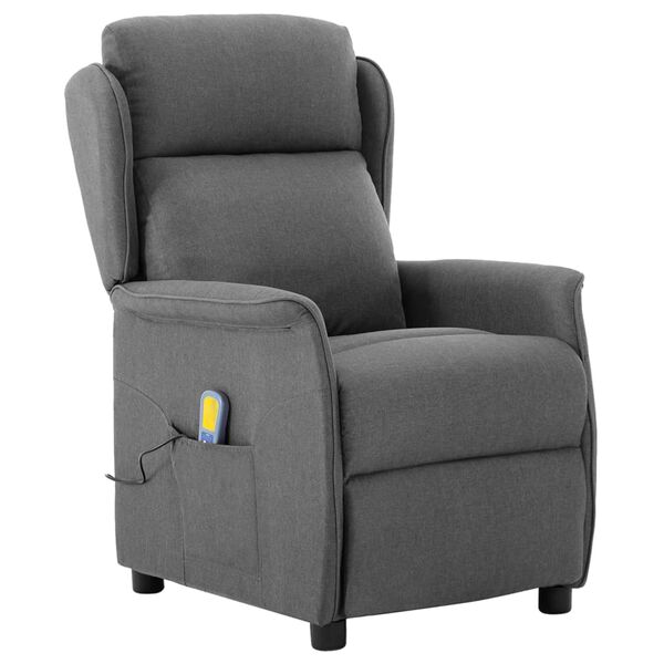 vidaXL Massagestoel elektrisch stof lichtgrijs