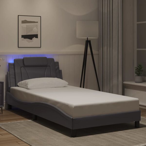 vidaXL Bedframe "Viana" met LED zonder matras grijs 100x200 cm