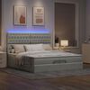 vidaXL Ottoman bed met matrassen en LED's 200x200cm fluweel lichtgrijs