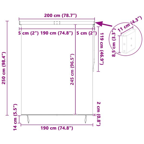 vidaXL Rolgordijn Blauw en Wit 200 x 250 cm Stof en Aluminium
