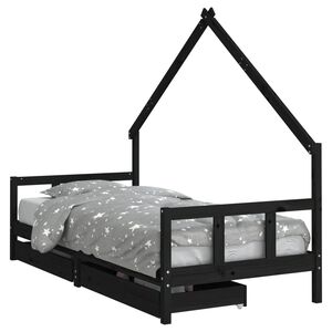 vidaXL Kinderbedframe met lades 90x200 cm massief grenenhout zwart
