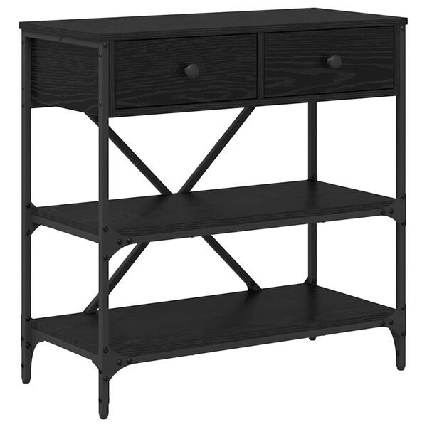 vidaXL Wandtafel met lade Zwart Eiken 100 x 34,5 x 75 cm Hout