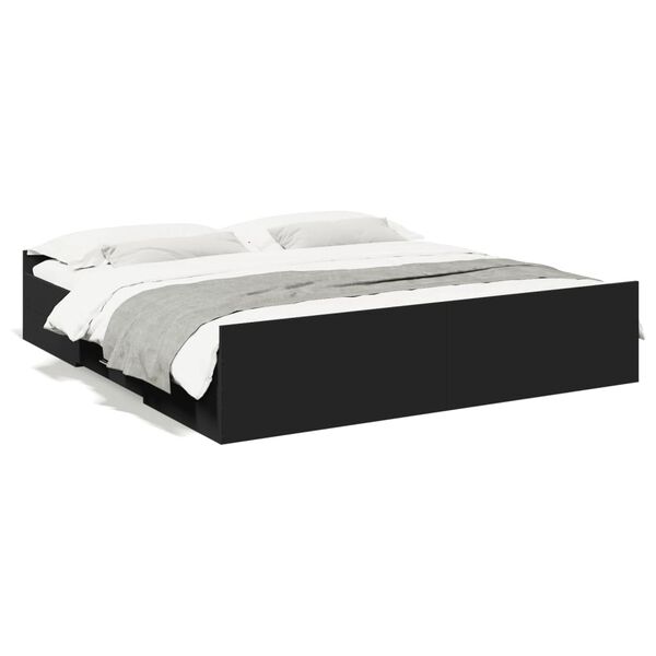 vidaXL Bedframe met lades bewerkt hout zwart 180x200 cm