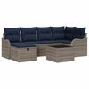 vidaXL Tuinbankenset 7 st Grijs en Marineblauw poly rattan