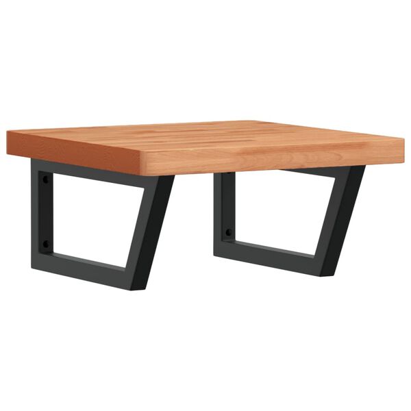 vidaXL Badkamer wandschap staal en massief beukenhout