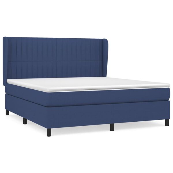 vidaXL Boxspring met matras stof blauw 180x200 cm