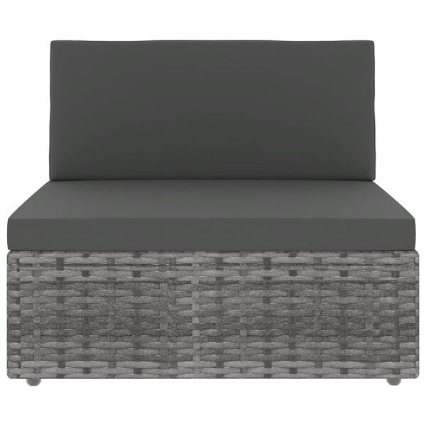vidaXL 7-delige Loungeset met kussens poly rattan grijs