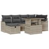 vidaXL Tuin Sofa Set met kussen met opslag 7 pcs Lichtgrijs Poly riet