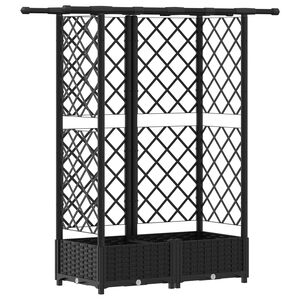 vidaXL Verhoogd Bed met Trellis en Dak Zwart 124 x 40 x 121 cm PP