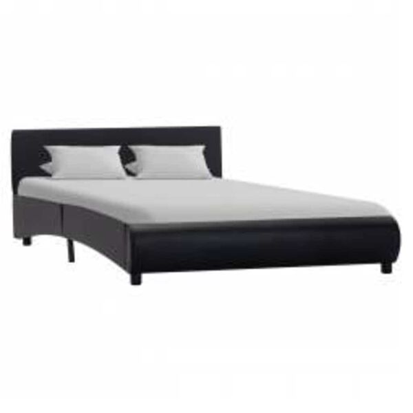 vidaXL Bedframe met LED kunstleer zwart 140x200 cm