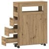 vidaXL Badkamerkast smal met wielen bewerkt hout artisanaal eiken