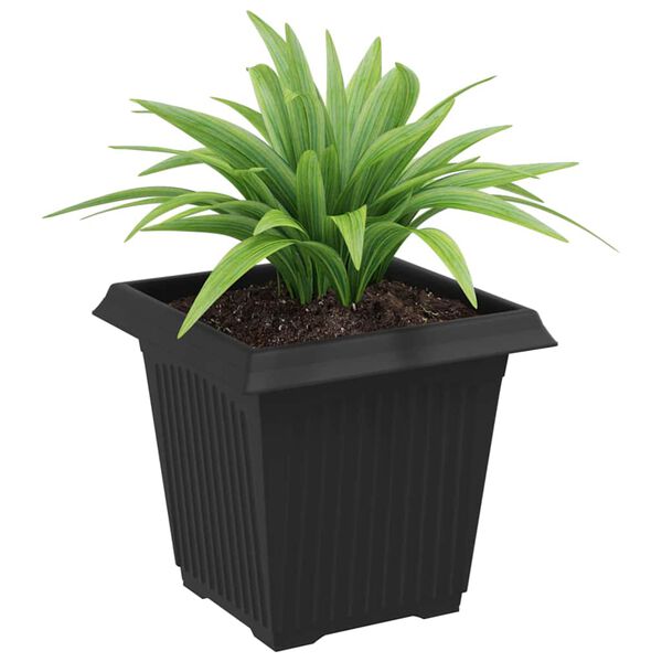 vidaXL Vierkante Bloempot 6 pcs Zwart 16 x 16 x 14 cm Kunststof