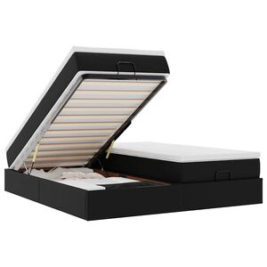 vidaXL Ottoman bed met matrassen 160x200cm kunstleer zwart