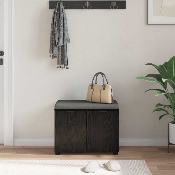 vidaXL Halbank met kussen met opslag Zwart Eiken 60 x 38 x 46 cm