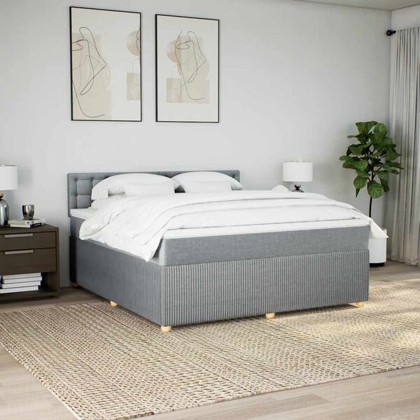 vidaXL Boxspring met matras stof lichtgrijs 180x200 cm