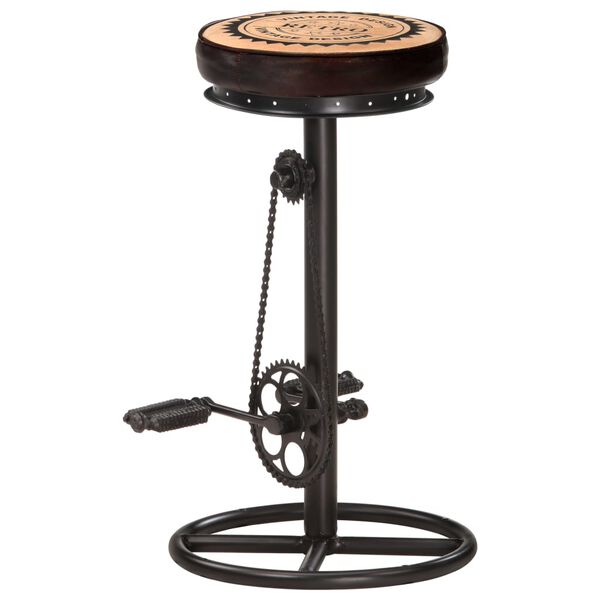 vidaXL Barkrukken met canvas print 2 st echt leer zwart en bruin