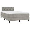 vidaXL Boxspring met matras fluweel lichtgrijs 120x190 cm