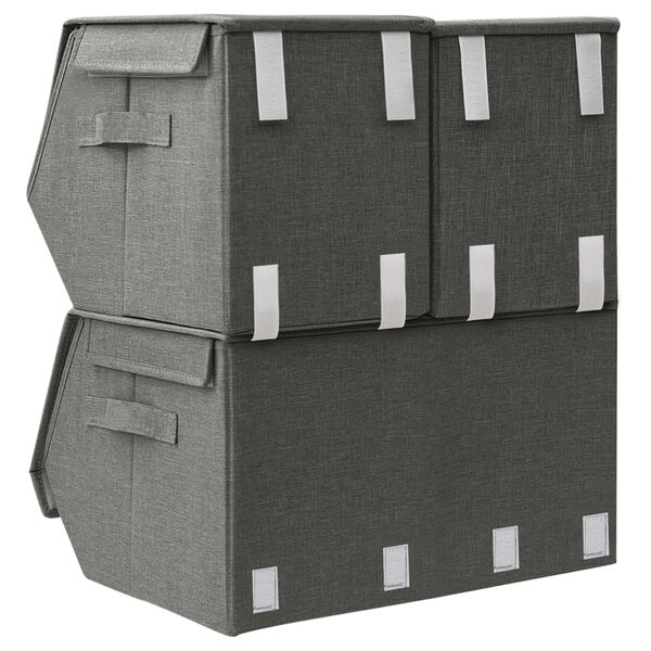 vidaXL 3-delige Opbergboxenset stapelbaar stof antracietkleurig