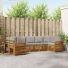 vidaXL Hoekbank Set 7 pcs Natuurlijk en Lichtgrijs Massief Acaciahout