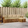 vidaXL Sofa-Sets 5 pcs Natuurlijk en Beige Massief Acaciahout