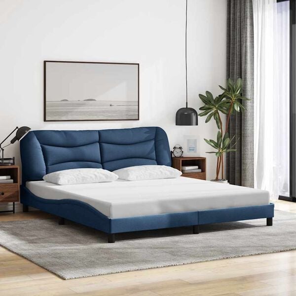 vidaXL Bedframe zonder matras "Hvar" stof blauw 180x200 cm