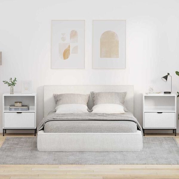 vidaXL Nachtkastje 2 pcs Hoogglans wit 49 x 36 x 61 cm Bewerkt hout