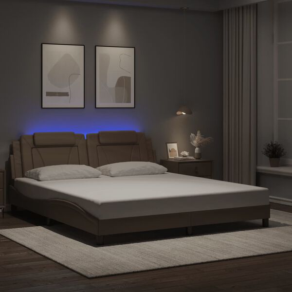 vidaXL Bedframe "Viana" met LED zonder matras cappuccino 180x200 cm