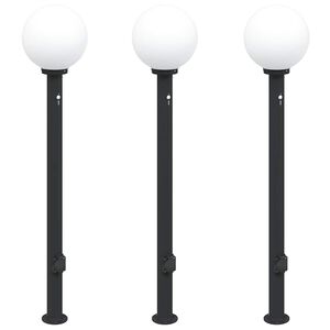 vidaXL Bolderverlichting met sensor en stopcontact 3 stuks 120 cm zwart IP44
