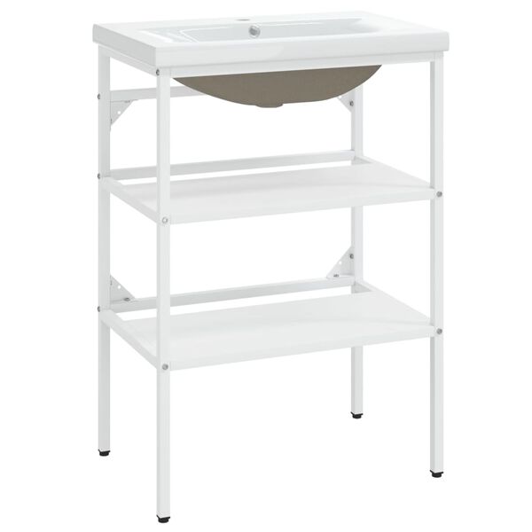 vidaXL Wastafelframe met inbouwwastafel ijzer wit