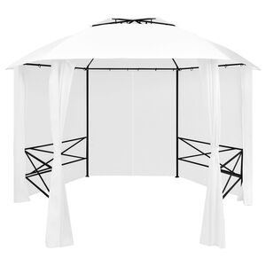 vidaXL Tuinpaviljoen met gordijnen 180 g/m&sup2; 360x312x265 cm wit